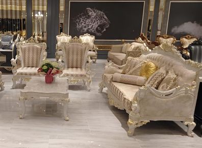 Garnitur Sofa Sessel Sofagarnitur 3 + 1 + 1 Sitzer Sofas Set Polstergarnitur Barock