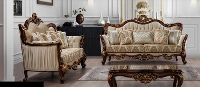 Luxus Garnitur Sofagarnitur 3 + 3 Sitzer Couchtisch Sofa Couch Sofas Set Barock