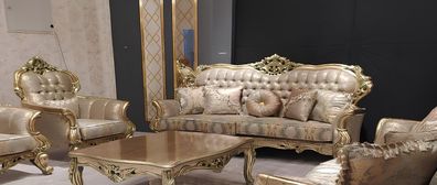 Klassischer Dreisitzer Sofa 3 Sitzer Sofas Stoff Stil Barock Wohnzimmer Sitz Neu