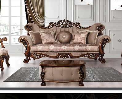 Sofa 3 Sitzer Klassischer Dreisitzer Sofas Stoff Textil Design Barock Rokoko Neu