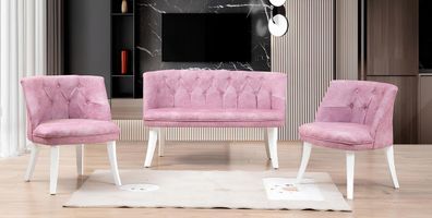 Küchen Sitzgarnitur Bank Sessel Rosa Chesterfield Garnitur Sitzmöbel Bänke Stoff