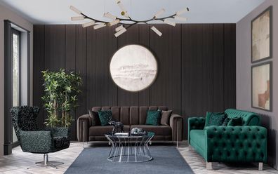 Luxus Sofa 3 Sitzer Set Polster Moderne Sitz Stoff Neu Möbel Wohnlandschaft