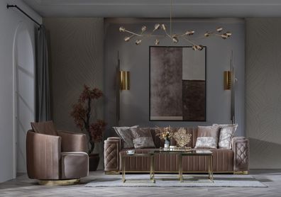 Luxus Couch 3 + 1 Möbel Sofa Couchen Sofagarnitur Chesterfield 2tlg