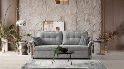 Stilvolles 3-Sitzer Sofa mit Holzarmlehnen Modernes Design für Ihr Zuhause