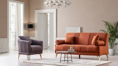 Komfortable 3 + 1 Sitzer Sofagarnitur aus hochwertigem Stoff für modernes Wohnen