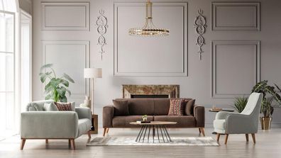 Geräumige 3 + 3 + 1 Sofagarnitur Stilvolles Design Sitzgarnitur Couchen Polster