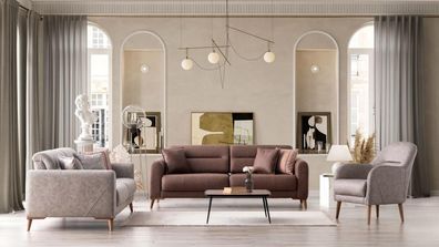 Komfortable 3 + 3 + 1 Sofagarnitur Stilvolles Designer Luxus Relaxgarnitur Loungeset