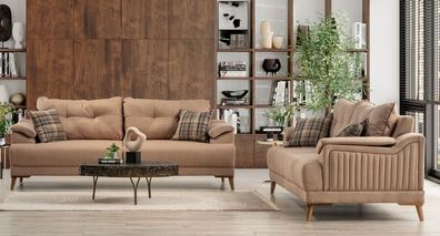 Komfortable Sofagarnitur 3 + 3 Sitzer Stilvolle Sofaset Polstergarnitur Sitzgruppe