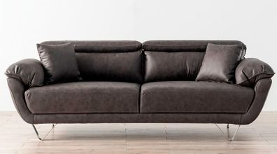 Modernes 3-Sitzer-Sofa in Dunkelgrau mit Metallbeinen für Ihr Wohnzimmer