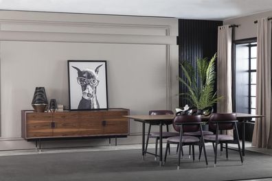 Esszimmer Set Essgruppe Essgarnitur Tisch Stuhl Set Anrichte Möbel Braun