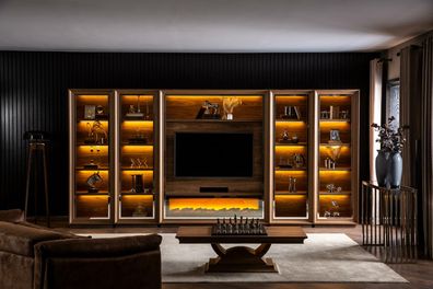 Luxus Wohnwand Anbei Wand Schrankwand Wohnwände mit Kamin Couchtisch