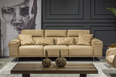 Creme Couch Dreisitzer Polster Möbel Wohnzimmer Couchen Sitzpolster