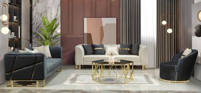 Sofagarnitur Italienischer Stil Sitzgarnitur Polstergarnitur Sofa Couch 3 + 3 + 1