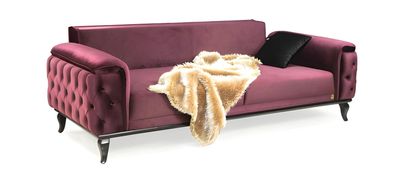 Luxus Sofa 3 Sitzer Couch Polstercouch Chesterfield Verstellbar Lila 225cm