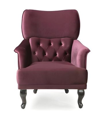 Designer Sessel Polstersessel Chesterfield Lila Samt Ohrensessel Modern