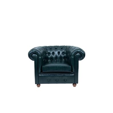 Chesterfield Dunkelgrüner Sessel Lounge Wohnzimmer Fernseh Einsitzer