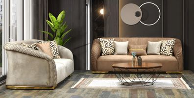 Sofagarnitur Italienischer Stil Wohnlandschaft Sofa Couch Sitzgarnitur 3 + 3