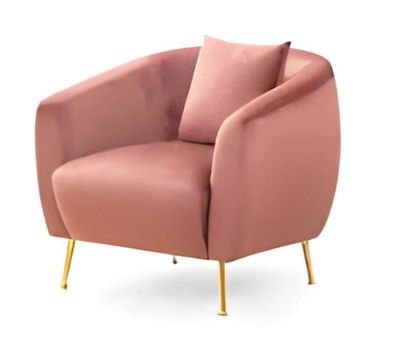 Designer Rosa Sessel Edelstahlfüße Wohnzimmer Lehnsessel Polster Möbel