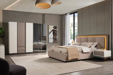 Schlafzimmer Set Bett 2x Nachttische Kleiderschrank Luxus neu 4tlg