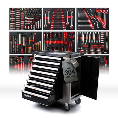 XXL Premium Werkzeugwagen mit 8 Schubladen mit Werkzeug inkl. Ringschlüssel-Set