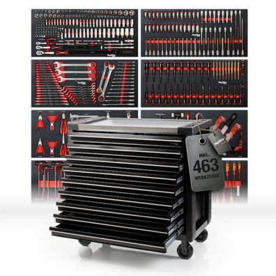 Pro-Line Werkzeugwagen "Big Black" mit 9 Schubladen inklusive Werkzeug