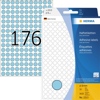 HERMA Markierungspunkt 8mm Papier blau 5.632 Etik./Pack