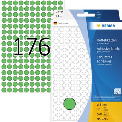 HERMA Markierungspunkt 8mm Papier grün 5.632 Etik./Pack