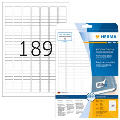 Herma Etiketten ablösbar 25,4 x 10 mm weiss 25 Bl 4725 Etik