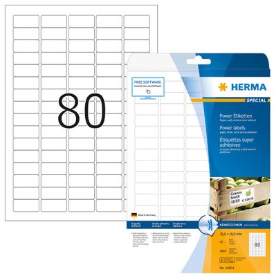 Herma Etiketten stark haftend 35,6 x 16,9 mm weiss 25 Bl 2000 Etik