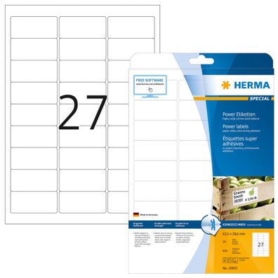 Herma Etiketten stark haftend 63,5 x 29,6 mm weiss 25 Bl 675 Etik