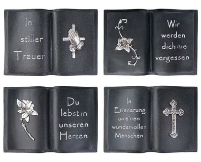 Spruchstein Buch 14,5x10cm Trauerstein Gedenkstein Grabschmuck Grabdekoration