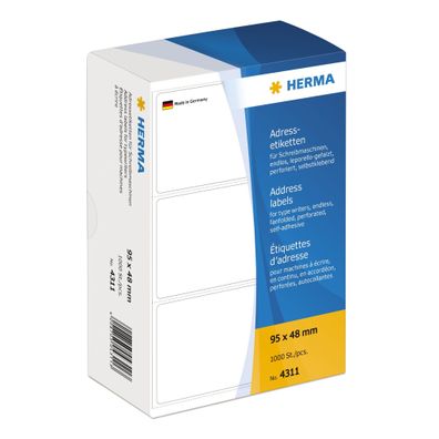 HERMA Adressetikett 95 x 48 mm (B x H) Papier weiß 1.000 Etik./Pack