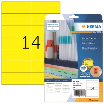 Herma Etiketten ablösbar 105 x 42,3 mm gelb 20 Bl 280 Etik
