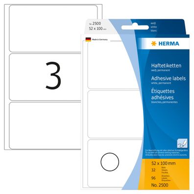 Herma Vielzwecketiketten permanent 52 x 100 mm weiss 32 Bl 96 Etik