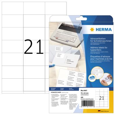 HERMA Adressetikett 70 x 42 mm (B x H) Papier weiß 420 Etik./Pack