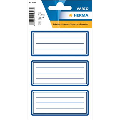 Herma Schuletiketten 82 x 36 mm Blauer Rand 6 Bl 18 Etik