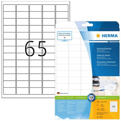 Premium Adressetiketten A4, 38,1 x 21,2 mm, weiß, permanent haftend