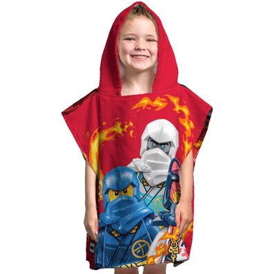 LEGO Ninjago Kinder Kapuzen Bade-Poncho Rot 60x120 cm Bademantel