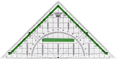 M+R Geometrie-Dreieck 22cm glasklar grün hinterlegt