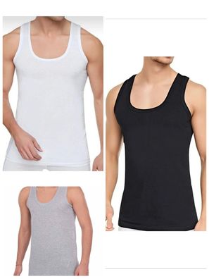 3 Pack Herren Unterhemden Feinripp Tank Top Achselhemd %100 Baumwolle K-87