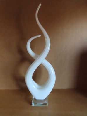 Figur Kleinplastik abstrakte Kunst weiß Glas ca. 45cm H BDSK