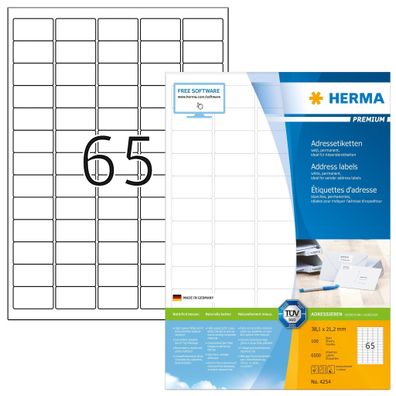 Premium Adressetiketten A4, 38,1 x 21,2 mm, permanent haftend