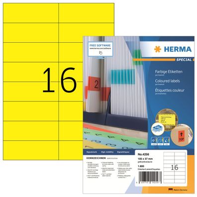 Herma Etiketten permanent haftend 105 x 37 mm gelb 100 Bl 1600 Etik