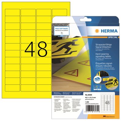 HERMA Folienetikett 45,7 x 21,2 mm (B x H) gelb 1.200 Etik./Pack