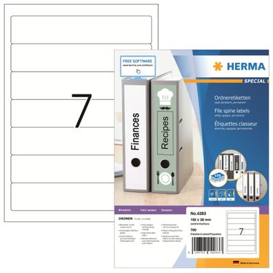 Herma Ordnerrückenschilder permanent 192 x 38 mm weiss 100 Bl 700 Etik