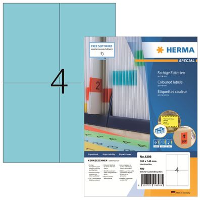 Herma Etiketten permanent haftend 105 x 148 mm blau 100 Bl 400 Etik