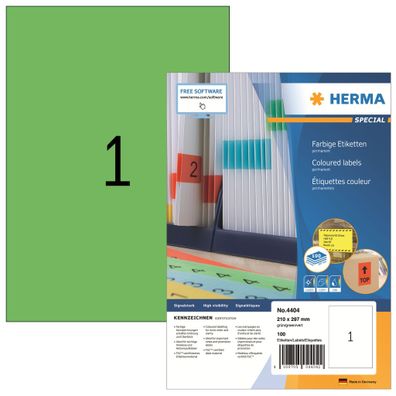 Herma Etiketten permanent haftend 210 x 297 mm grün 100 Bl 100 Etik