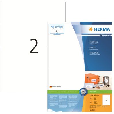Herma Etiketten permanent 210 x 148 mm weiss Premium 200 Bl 400 Etik