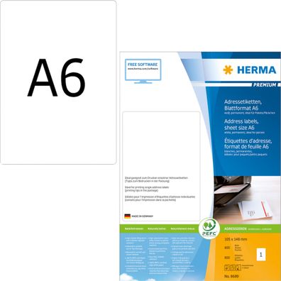 Herma Etiketten Adressen permanent 105 x 148 mm weiss 800 Bl 800 Etik
