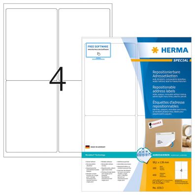 HERMA Adressetikett 99,1 x 139 mm (B x H) Papier weiß 400 Etik./Pack